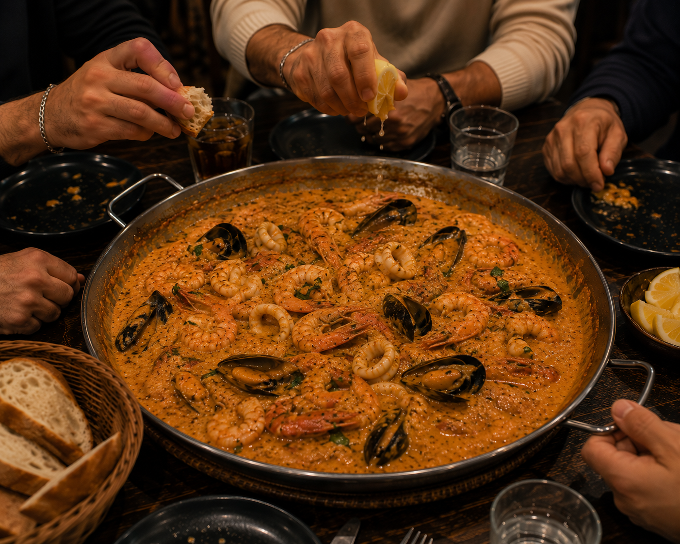 Grande m9ila familiale fruits de mer Darna